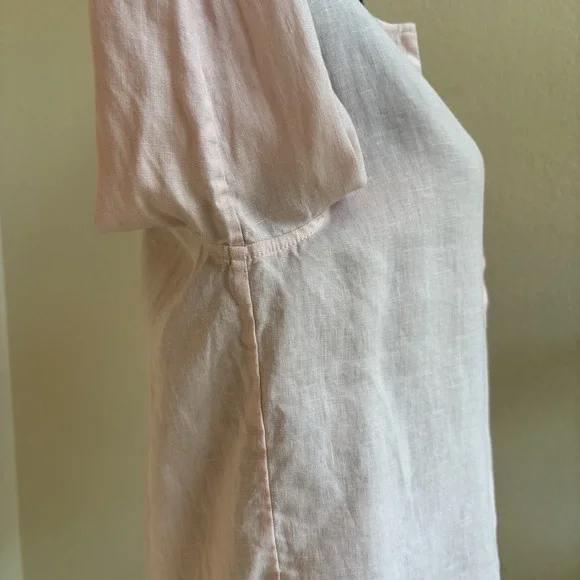 Everlane Women's Linen Popover Shirt Petal Pink Blouse Long Sleeve Size 2 - Picture 9 of 13